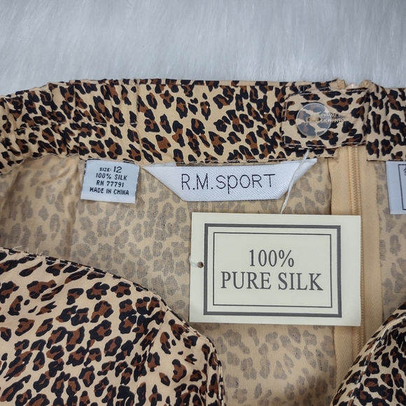 Vintage R.M Sport 100% Pure Silk Cheetah Print Skirt - Picture 6 of 10